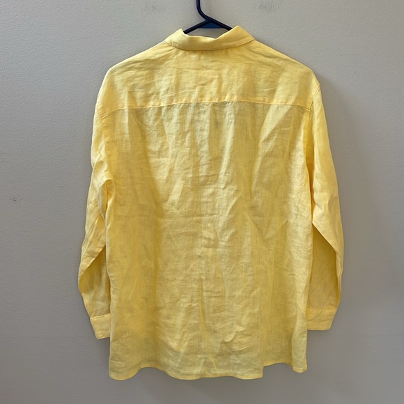 Magashoni 100% Linen Button Down Long Sleeve Women's Sunshine Yellow Blouse Sz S - Picture 6 of 9